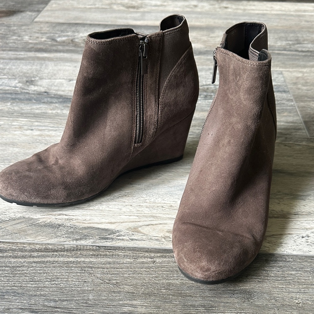Clarks Chocolate Suede Ankle Booties
